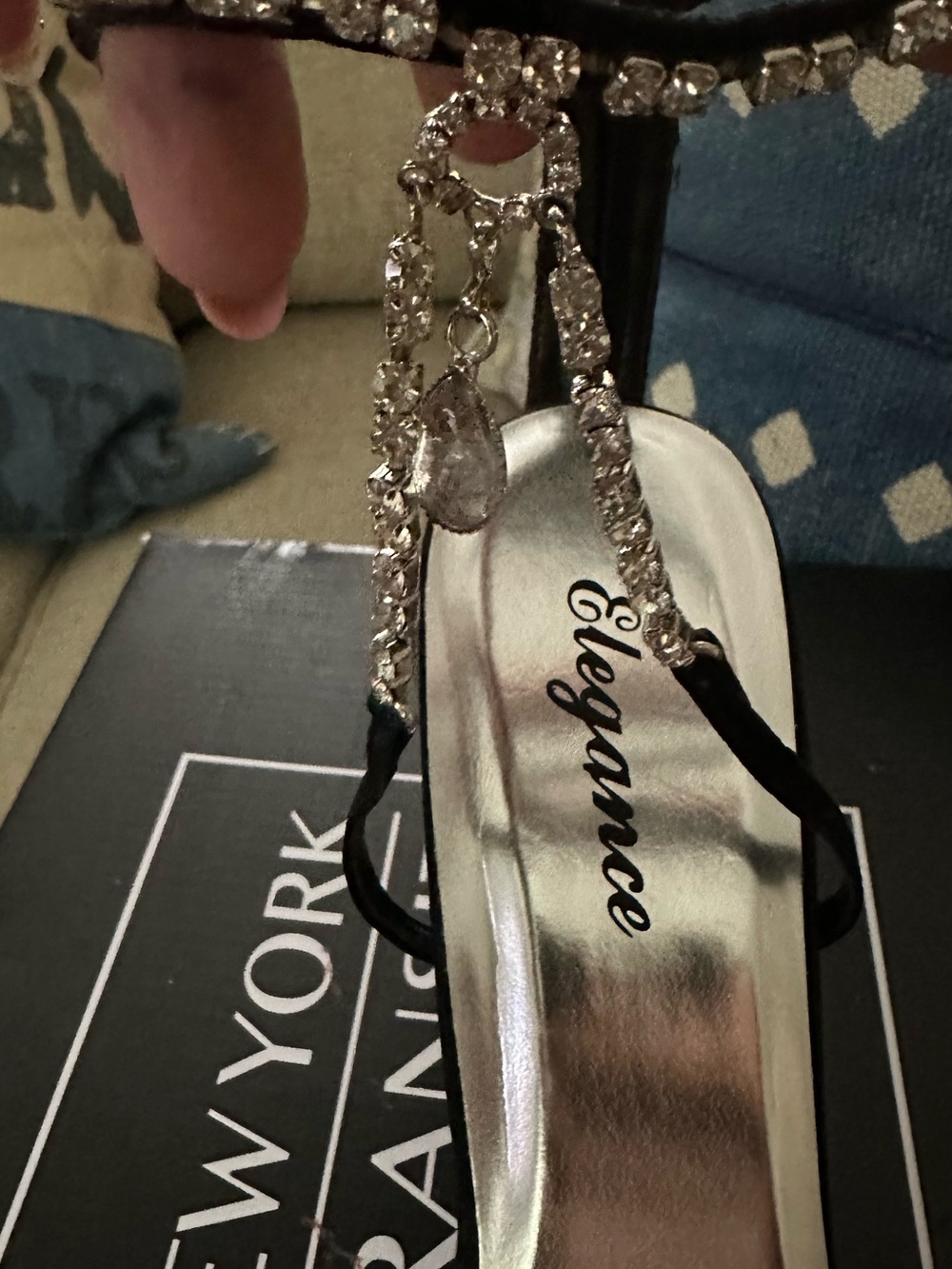 Elegance Silver Rhinestone T-Strap Sandals